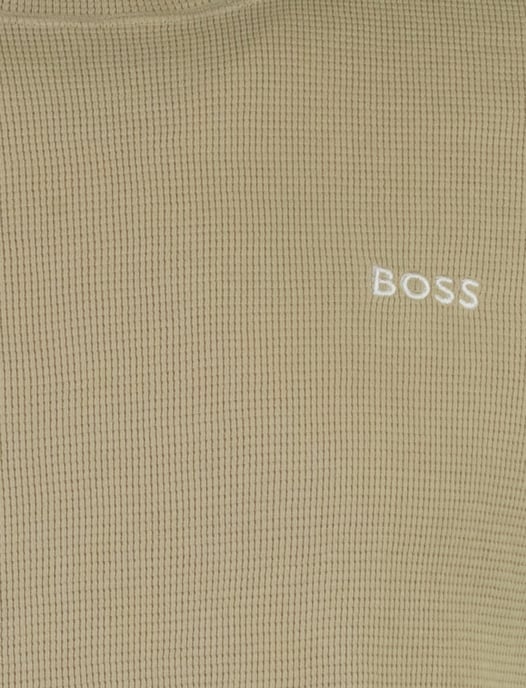 T-shirt BOSS black ronde hals beige waffel textuur - Image 3