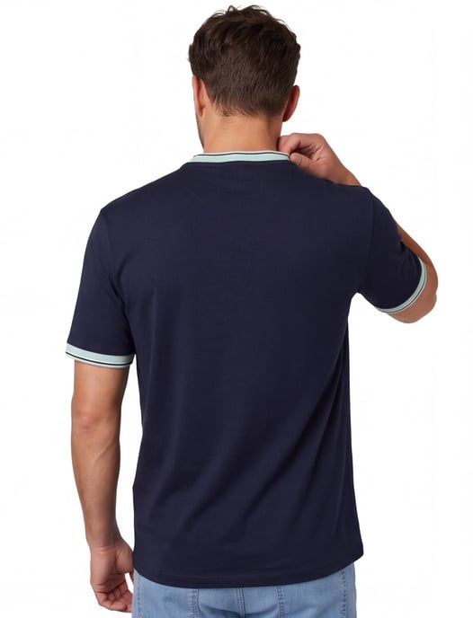 T-shirt BOSS Orange navy met lichtblauwe details ronde hals - Image 2