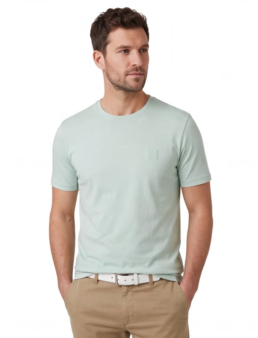 T-shirt BOSS turquoise katoen logo - Image 1