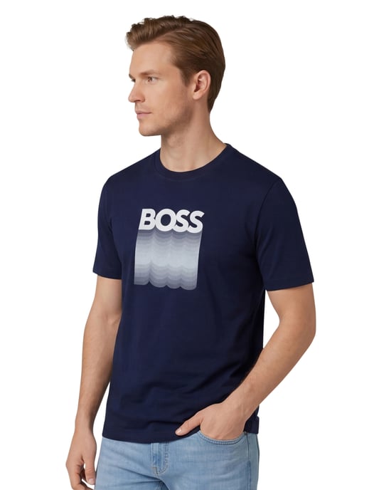t-shirt donkerblauw Boss Orange Teinsignia opdruk - Image 2