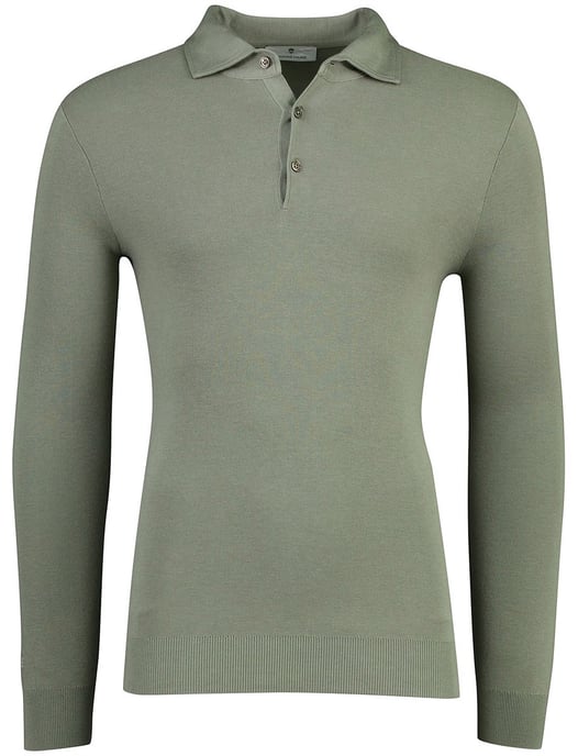 Lange mouw polo Thomas Maine groen 3-knoops - Image 1