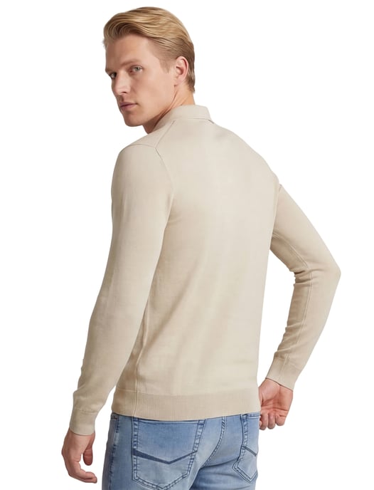 Lange mouw polo Thomas Maine beige met boord - Image 2
