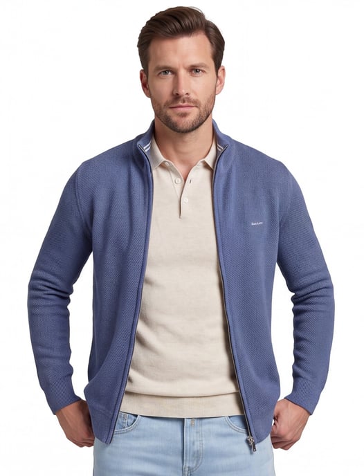 Gant normale fit vest ronde hals blauw katoen - Image 1