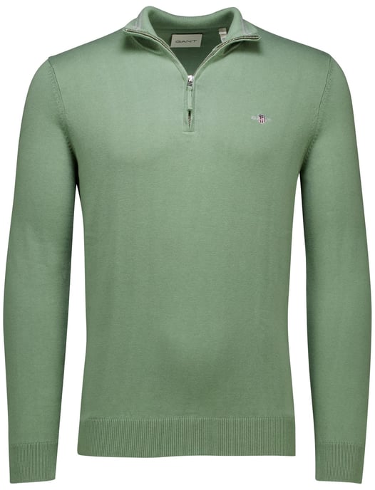 katoenen trui Gant half zip trui effen groen normale fit - Image 3