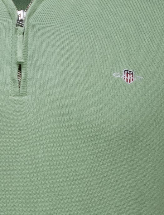 katoenen trui Gant half zip trui effen groen normale fit - Image 4