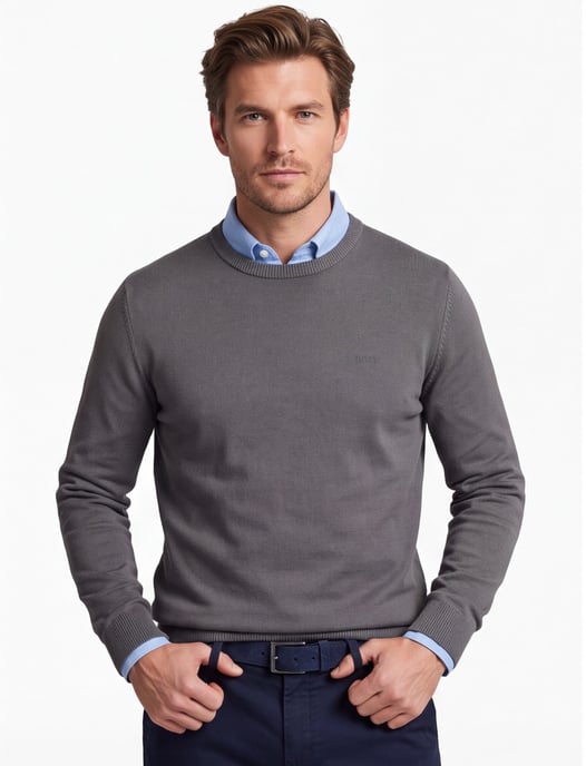 trui Boss Orange Asac-C groen gebreid normale fit - Image 1