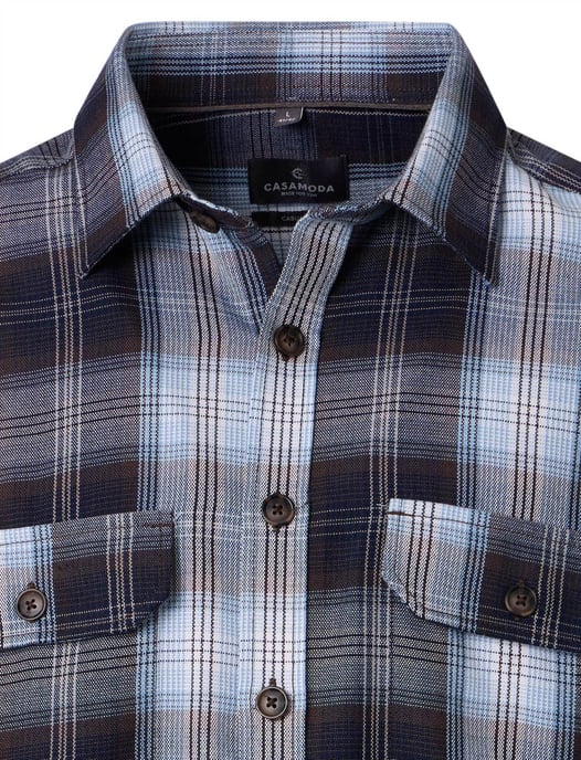 Donkerblauw geruit overshirt Casa Moda knoop sluiting - Image 3