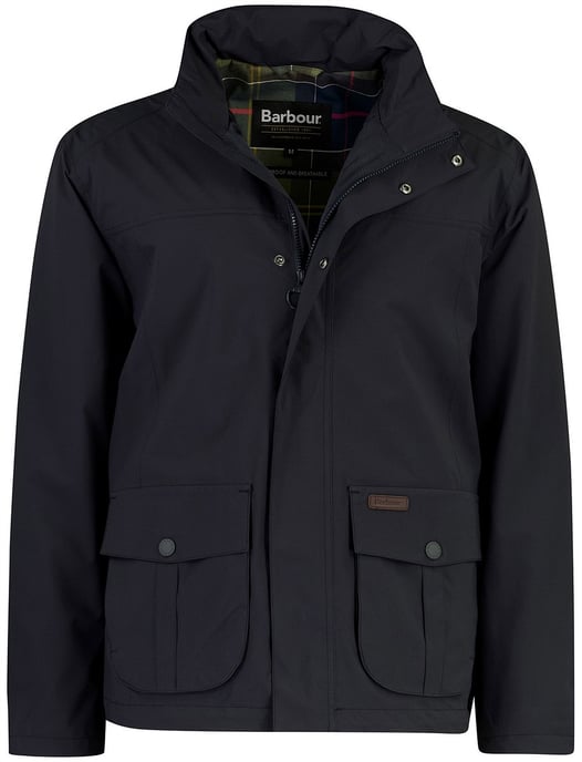 Windjack Barbour donkerblauw knopen waterafstotend capuchon - Image 1