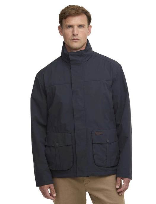 Windjack Barbour donkerblauw knopen waterafstotend capuchon - Image 2