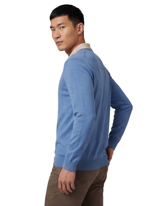 Casa Moda trui v-hals blauw effen wijde fit katoen - Image 2