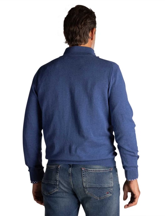 Half zip en knopen New Zealand trui donkerblauw - Image 2