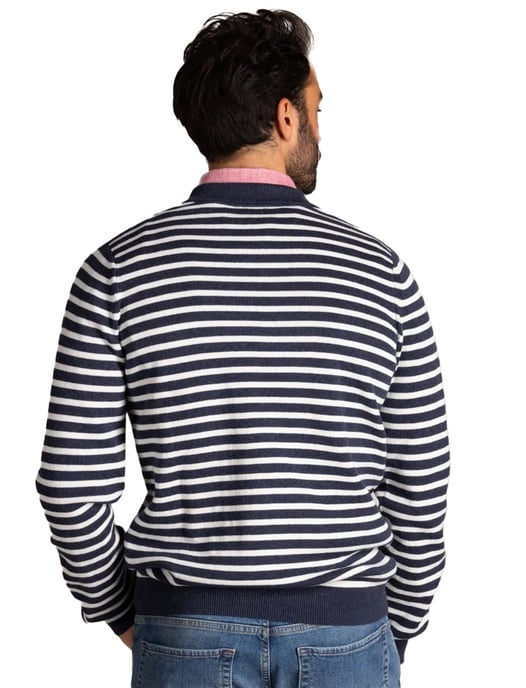Poloshirt New Zealand donkerblauw normale fit gestreept 2 knoops - Image 2
