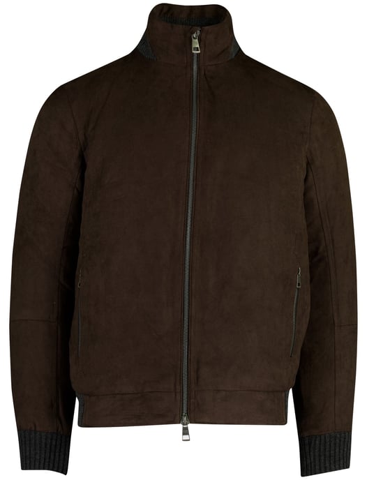 Bruine suede look tussenjas Pierre Cardin met boord gevoerd - Image 2