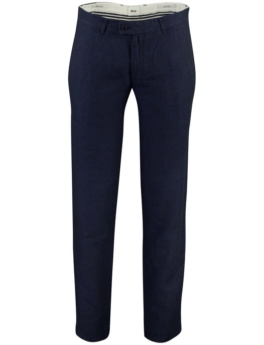 Chino Brax Fabio donkerblauw linnen wijde fit - Image 1