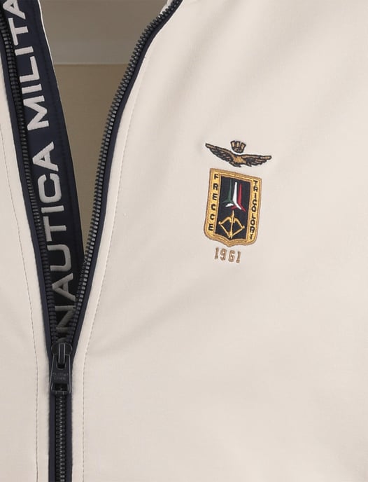 vest Aeronautica Militaire creme zwarte details normale fit rits - Image 4