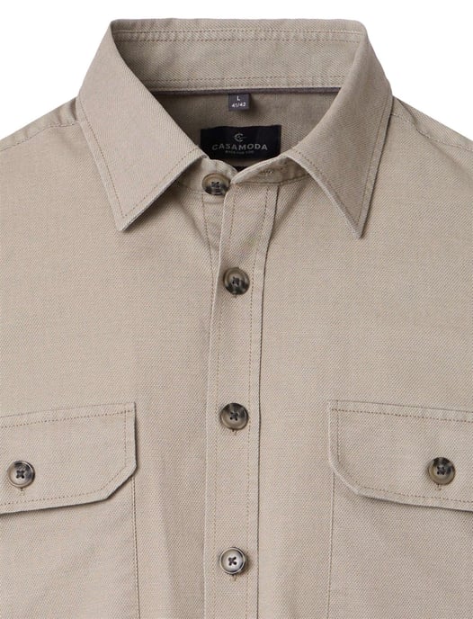Beige Overshirt Casa Moda katoen effen - Image 3