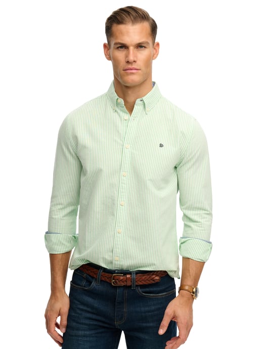 Overhemd Superdry groen wit streepjes slim fit - Image 1