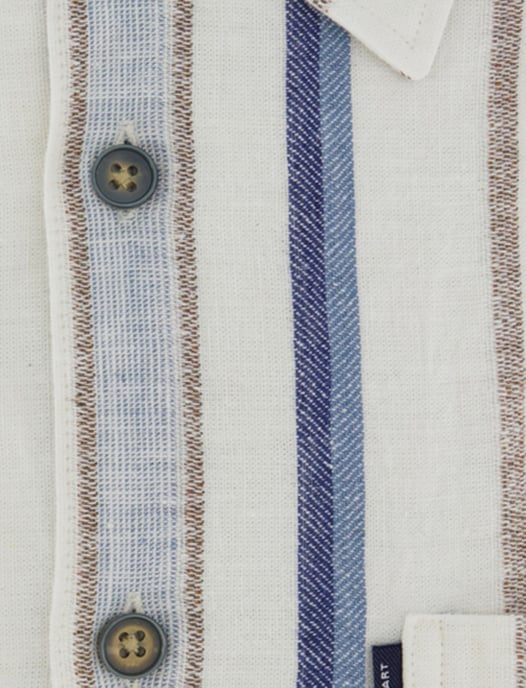 Overhemd wit met blauwe strepen State of Art Regular fit linnen - Image 4