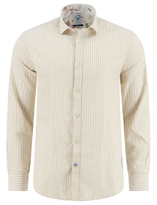 overhemd lange mouw beige strepen A Fish Named Fred semi-wide collar - Image 1