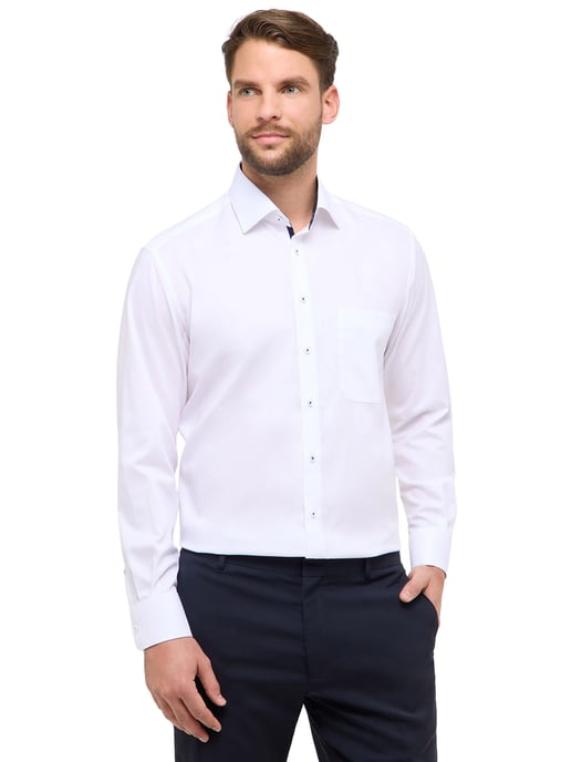 Overhemd wit Eterna Comfort Fit klassiek katoen borstzak - Image 1