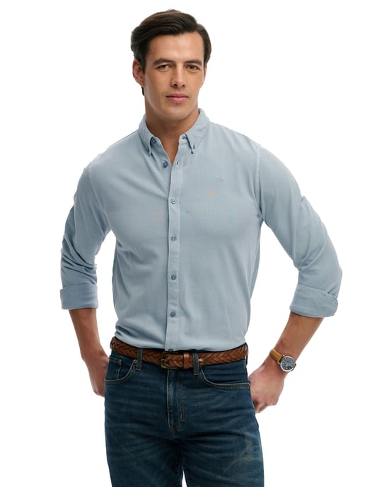Lange mouwen overhemd Superdry effen lichtblauw - Image 1