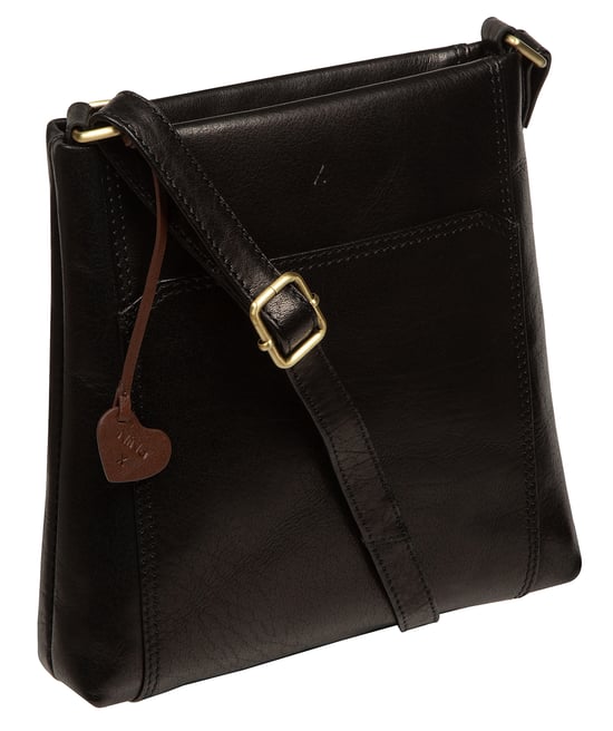 'Fiorella' Black Leather Cross Body Bag - Image 4