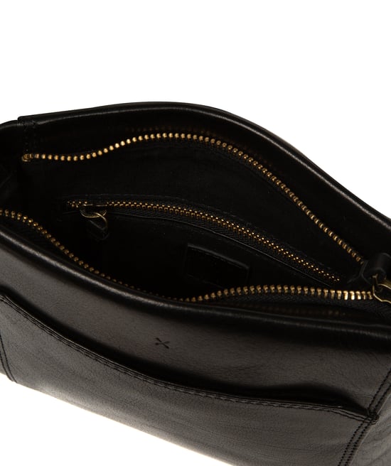 'Fiorella' Black Leather Cross Body Bag - Image 5