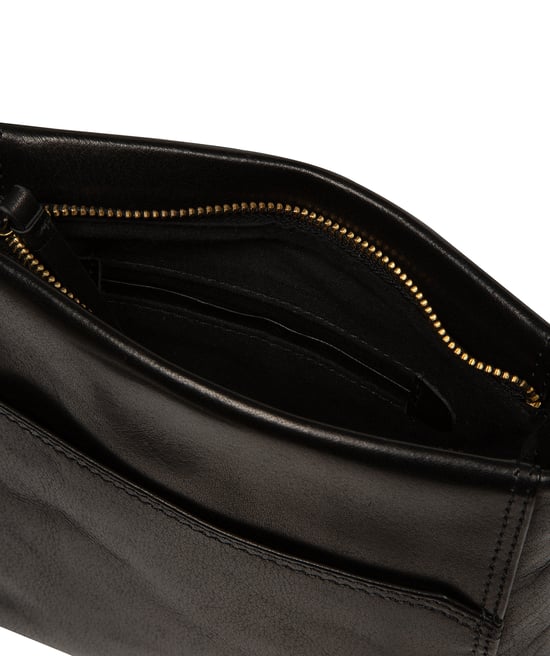 'Fiorella' Black Leather Cross Body Bag - Image 6