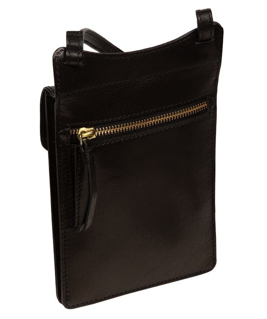 'Izara' Black Leather Cross Body Phone Bag - Image 3