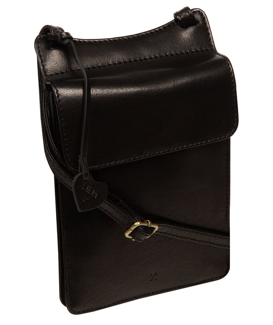 'Izara' Black Leather Cross Body Phone Bag - Image 5