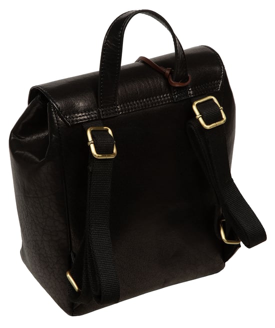 'Fabiana' Black Leather Backpack - Image 3