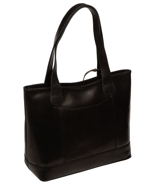 'Maissa' Black Leather Tote Bag - Image 3