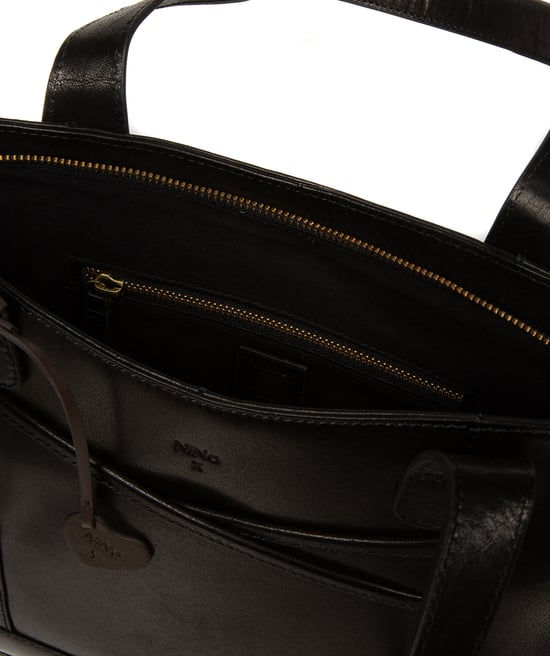 'Maissa' Black Leather Tote Bag - Image 5