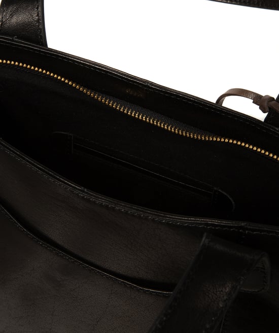 'Maissa' Black Leather Tote Bag - Image 6