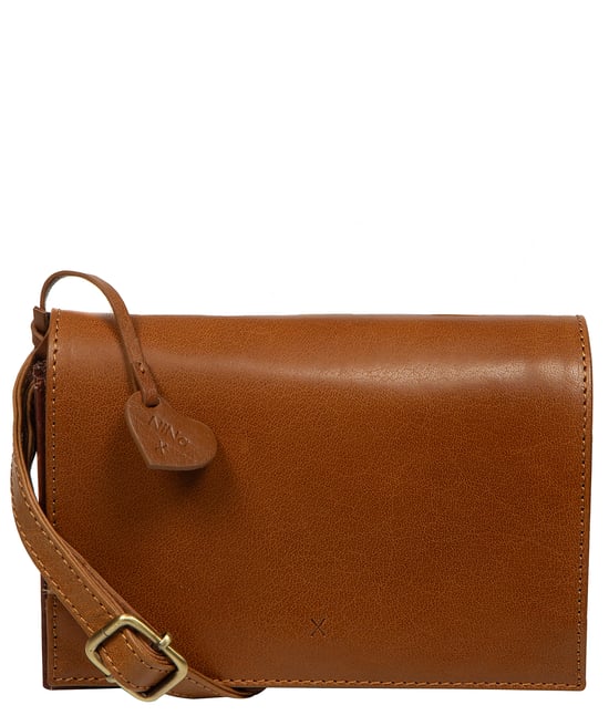 'Chiara' Conker Brown & Dark Tan Leather Cross Body Bag - Image 2