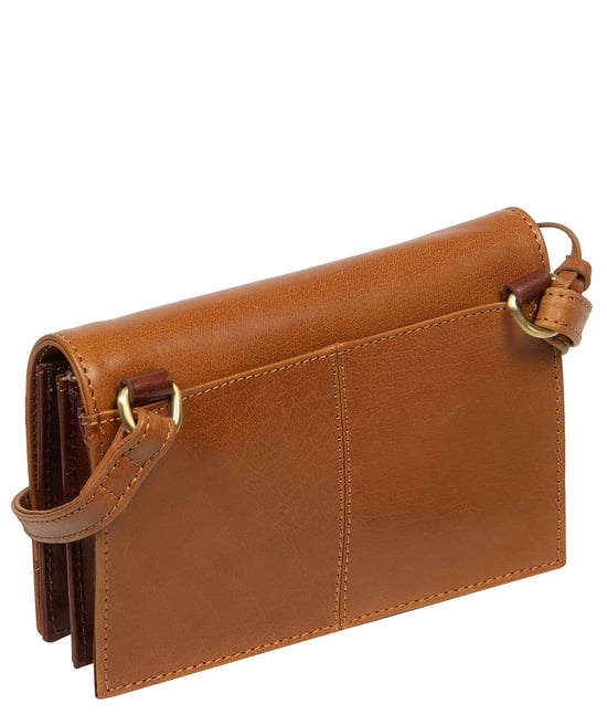 'Chiara' Conker Brown & Dark Tan Leather Cross Body Bag - Image 3