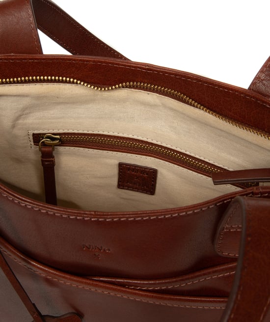 'Maissa' Conker Brown Leather Tote Bag - Image 4