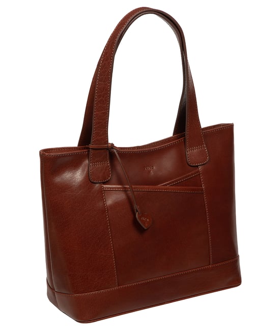 'Maissa' Conker Brown Leather Tote Bag - Image 5