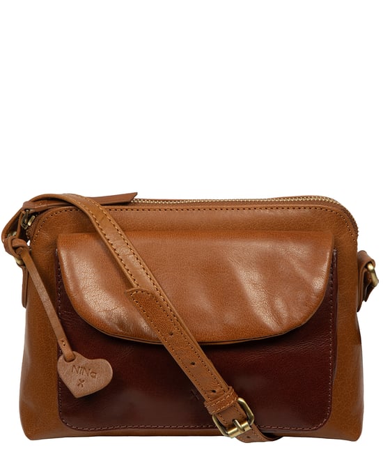 'Estella' Conker Brown & Dark Tan Leather Cross Body Bag - Image 2