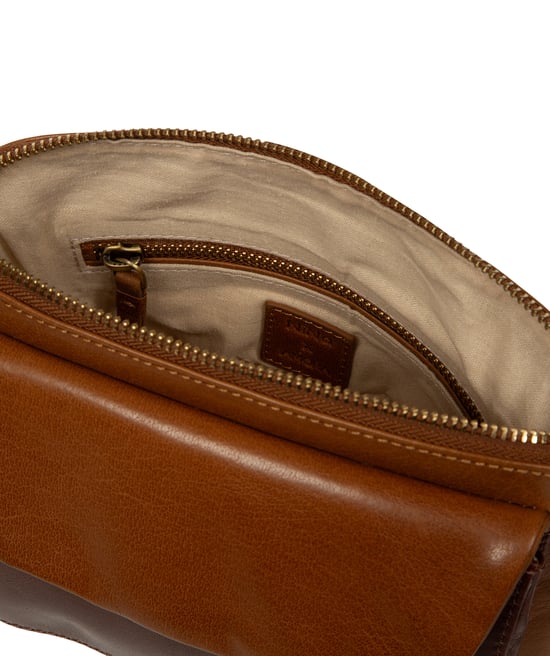 'Estella' Conker Brown & Dark Tan Leather Cross Body Bag - Image 4