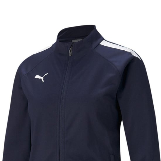 Puma Dames-trainingsjack met gestructureerde pasvorm en streepjesdetail uit de Liga-collectie (Peacoat/Wit) - Image 3