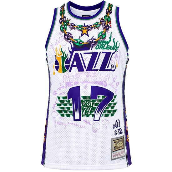 Mitchell & Ness NBA Young Money x New Orleans Jazz Mens White Vest - Image 1