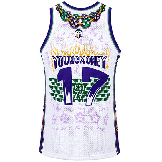 Mitchell & Ness NBA Young Money x New Orleans Jazz Mens White Vest - Image 2