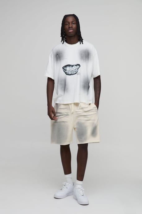 Regular Fit Spray Washed Jersey Short - Image 4