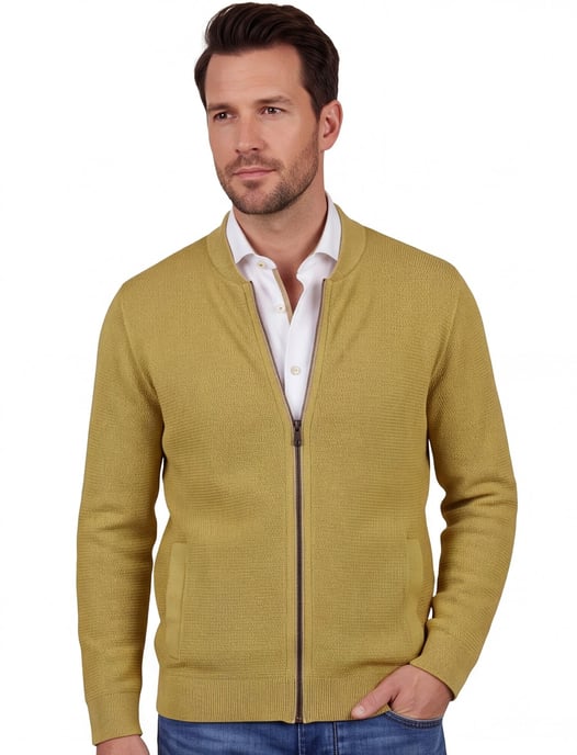 Geel gebreid katoenen Casa Moda vest - Image 1