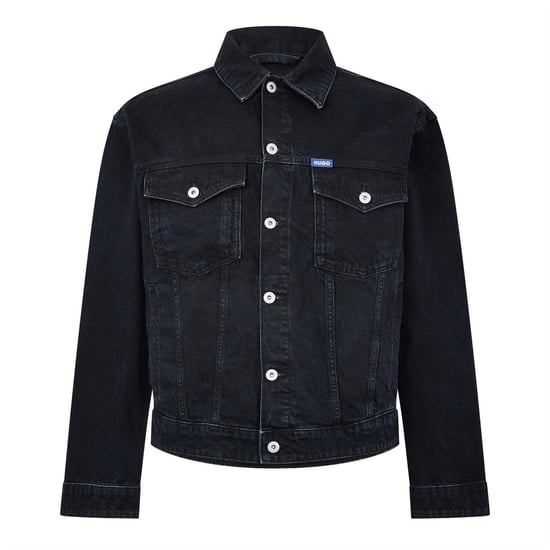 Hugo Mann Dex Denim Borstzak Slim Trucker Jas (Donkerblauw) - Image 1