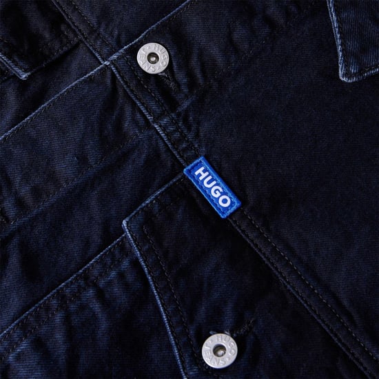Hugo Mann Dex Denim Borstzak Slim Trucker Jas (Donkerblauw) - Image 3