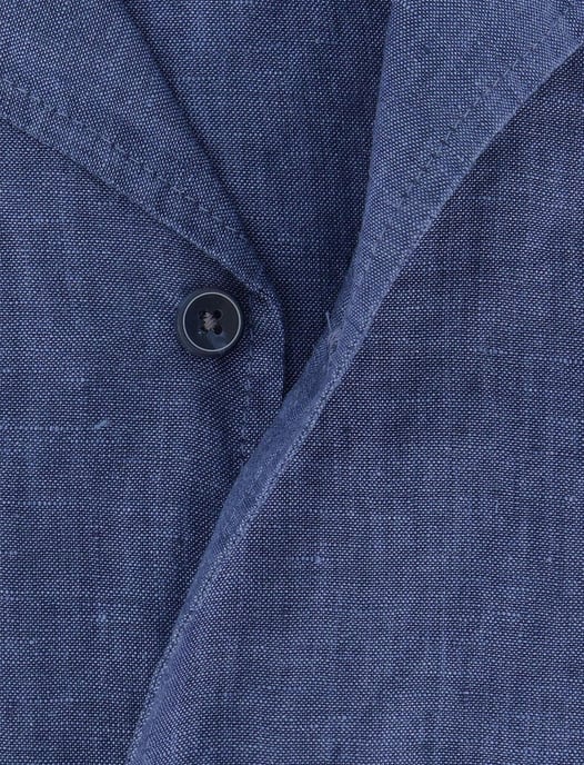 Overhemd Olymp blauw linnen gemeleerd korte mouwen - Image 4