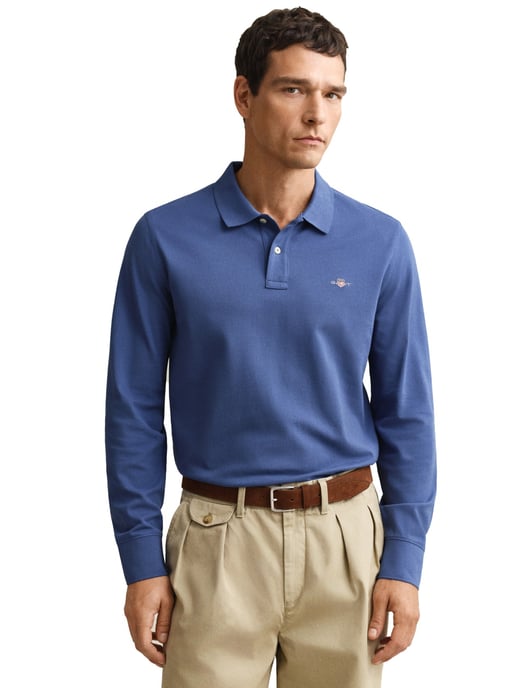 polo blauw Gant met lange mouw - Image 1