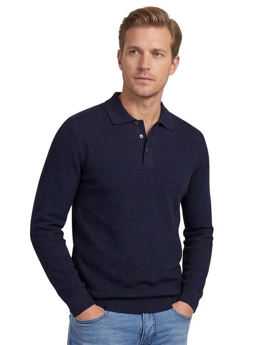 Poloshirt Casa Moda donkerblauw normale fit 3 knoops - Image 1